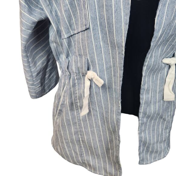 Bobi Black Blue & White Lightweight Jacket Drawstring Waist Small - Picture 4 of 9